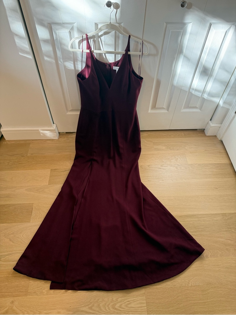 Dress the Population Burgundy V-Neck Dress with Slit